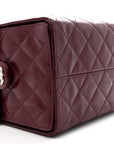 Shiny Crumpled Calfskin Quilted Medium CHNL 25 Handbag Dark Burgundy