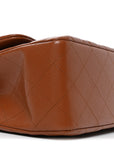 Caviar Quilted Jumbo Double Flap Light Brown