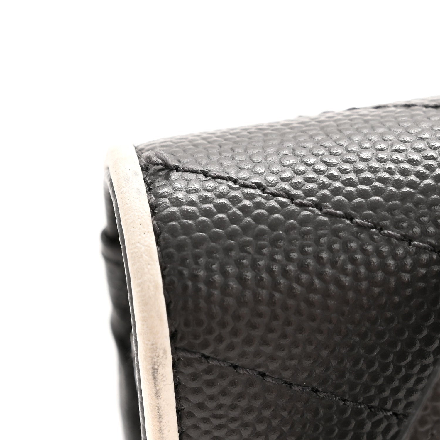 Grain De Poudre Matelasse Chevron Monogram Envelope Chain Wallet Asphalt White