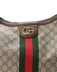 GG Supreme Monogram Web Ophidia Half Moon Hobo Brown