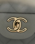 Caviar Quilted Jumbo Double Flap Grey
