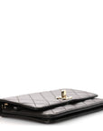 Lambskin Quilted Trendy CC Wallet On Chain WOC Dark Brown