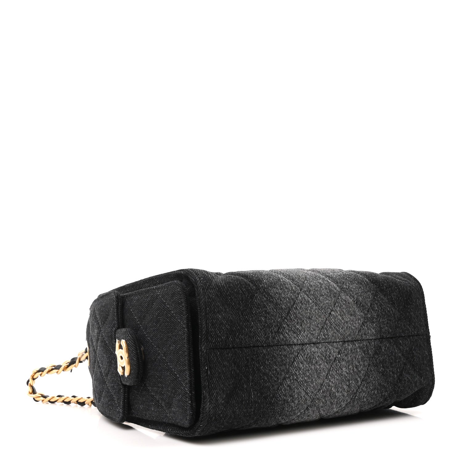 Washed Denim Quilted Mini CHNL 25 Handbag Black
