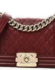 Lambskin Quilted Small Boy Flap Dark Red