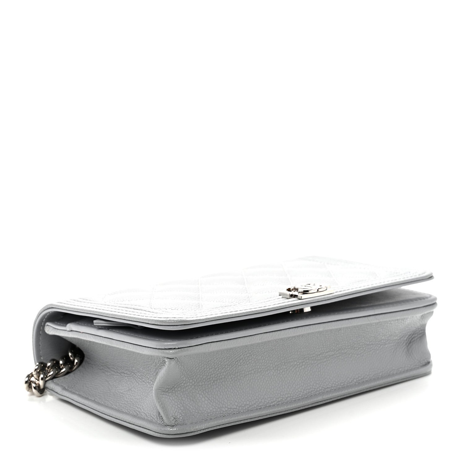 Caviar Quilted Boy Wallet On Chain WOC Grey