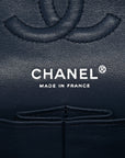 Caviar Quilted Small Double Flap Blue