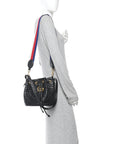 Calfskin Matelasse Sylvie Web GG Marmont Bucket Bag Black