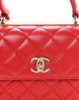 Lambskin Quilted Small Trendy CC Flap Dual Handle Bag Red
