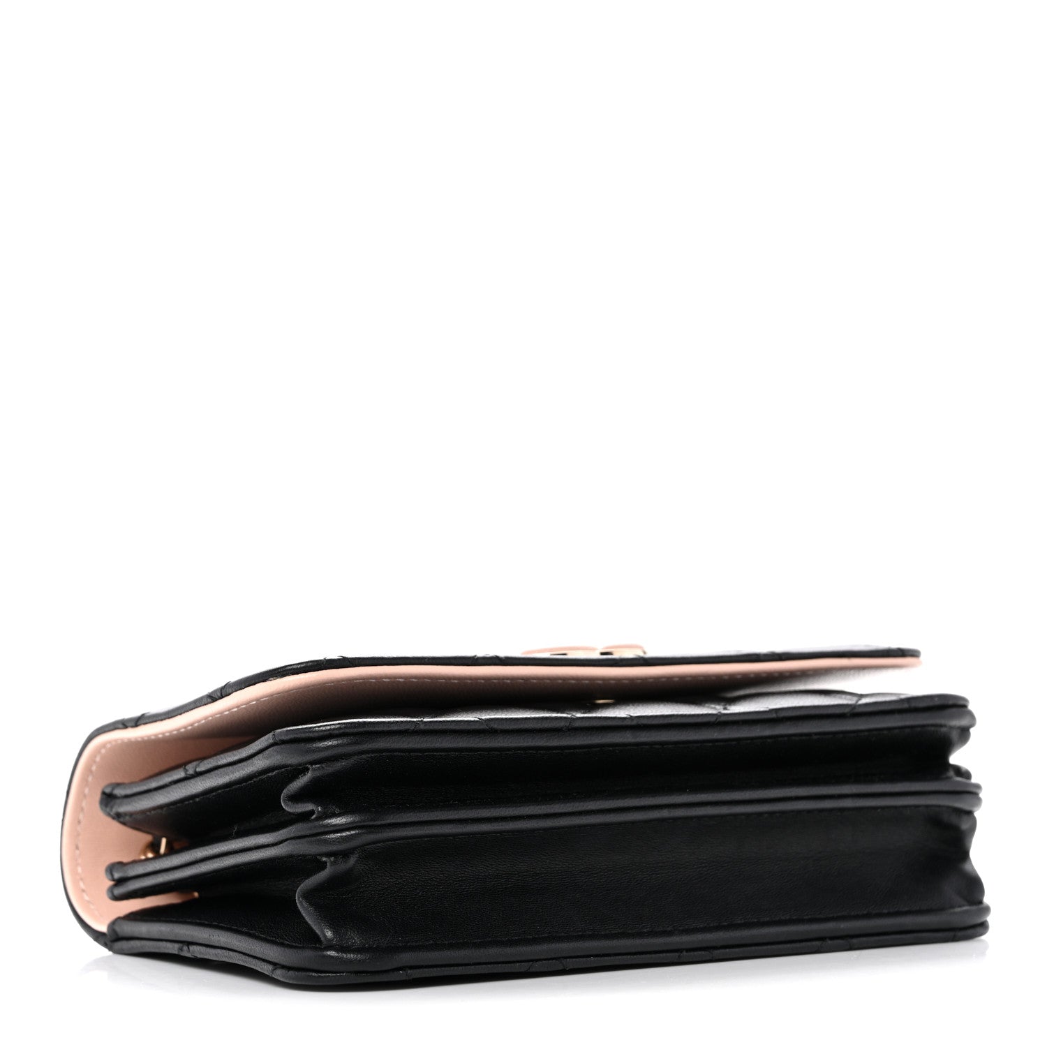 Lambskin Quilted Mini Wallet on Chain WOC Black Pink