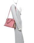 Derby Calfskin House Check Medium Banner Tote Mauve Pink