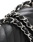 Caviar Chevron Quilted Mini Rectangular Flap Black