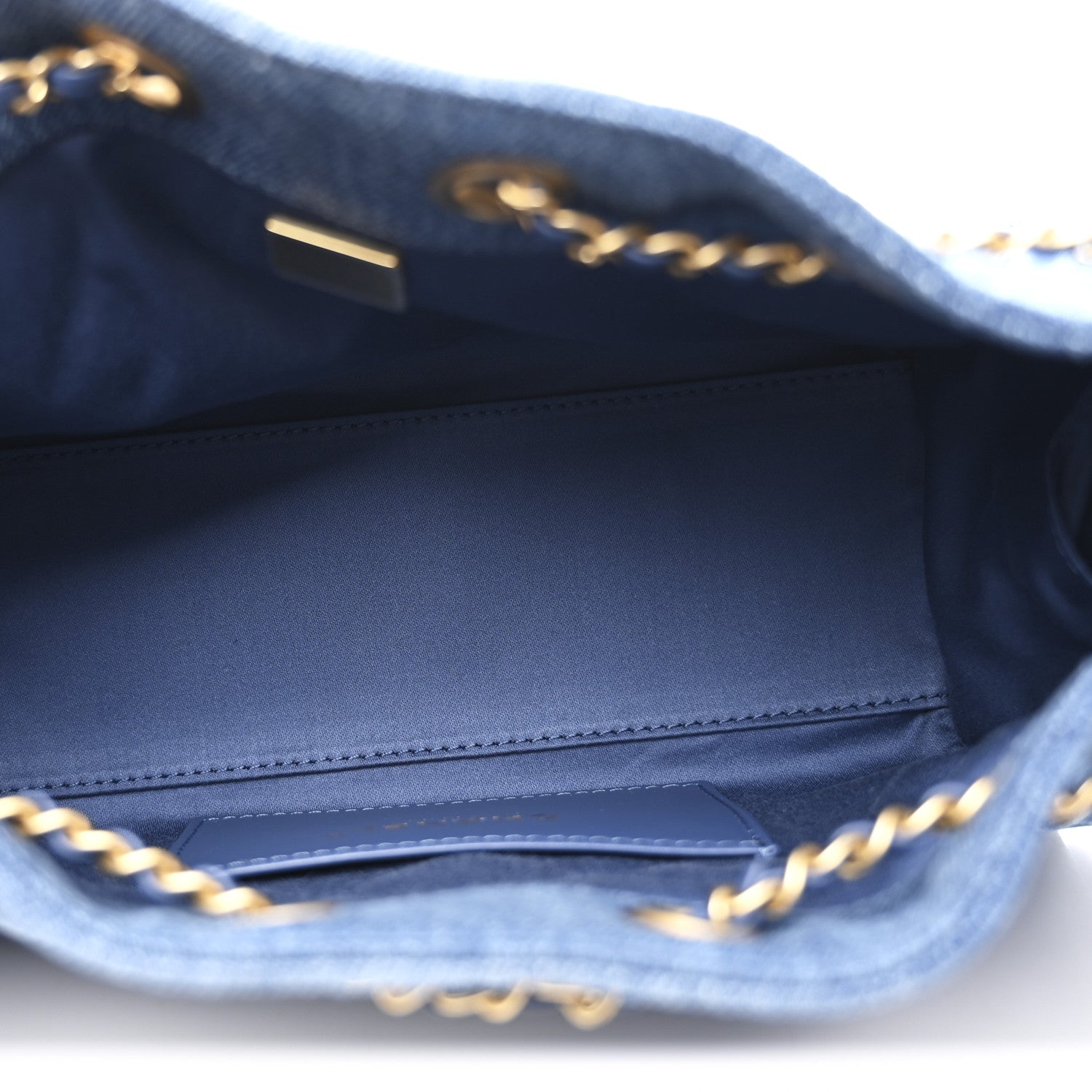Washed Denim Quilted Mini CHNL 25 Handbag Blue