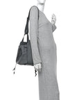 Grained Calfskin Medium Hammock Shoulder Bag Blue
