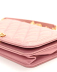 Metallic Lambskin Quilted Boy Wallet On Chain WOC Pink