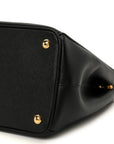 Saffiano Lux Large Galleria Double Zip Tote Black