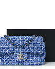 Tweed Quilted Mini Rectangular Flap Blue White
