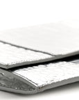 Metallic Calfskin Crocodile Embossed Hourglass Flap Flat Pouch Silver