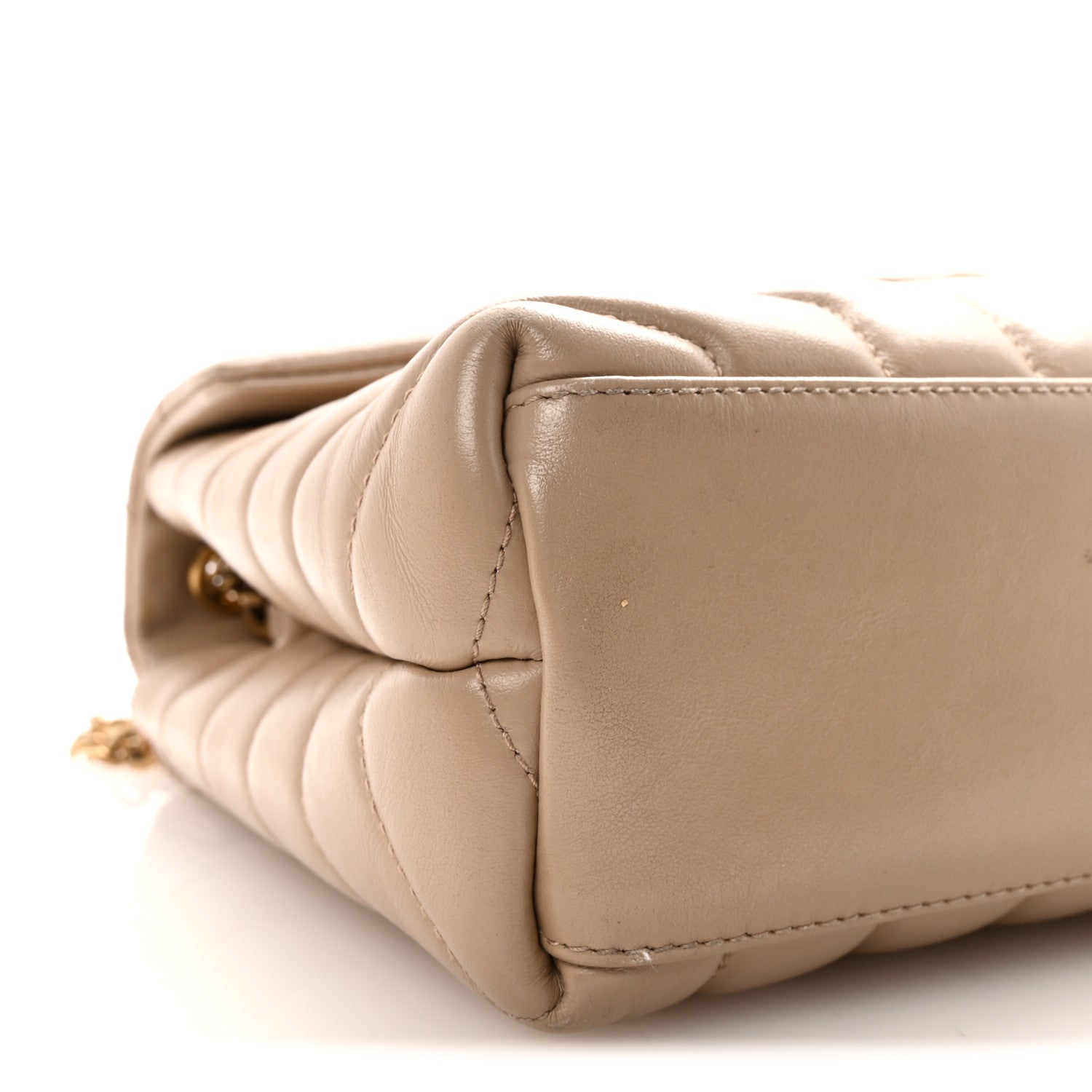 Calfskin Y Quilted Monogram Small Loulou Chain Satchel Dark Beige