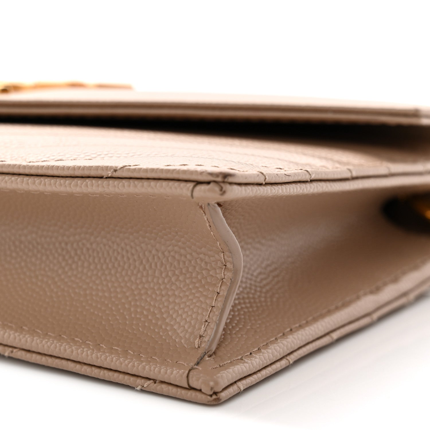 Grain De Poudre Matelasse Chevron Monogram Envelope Chain Wallet Dark Beige
