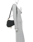 Grained Calfskin Saddle Bag With Strap Black