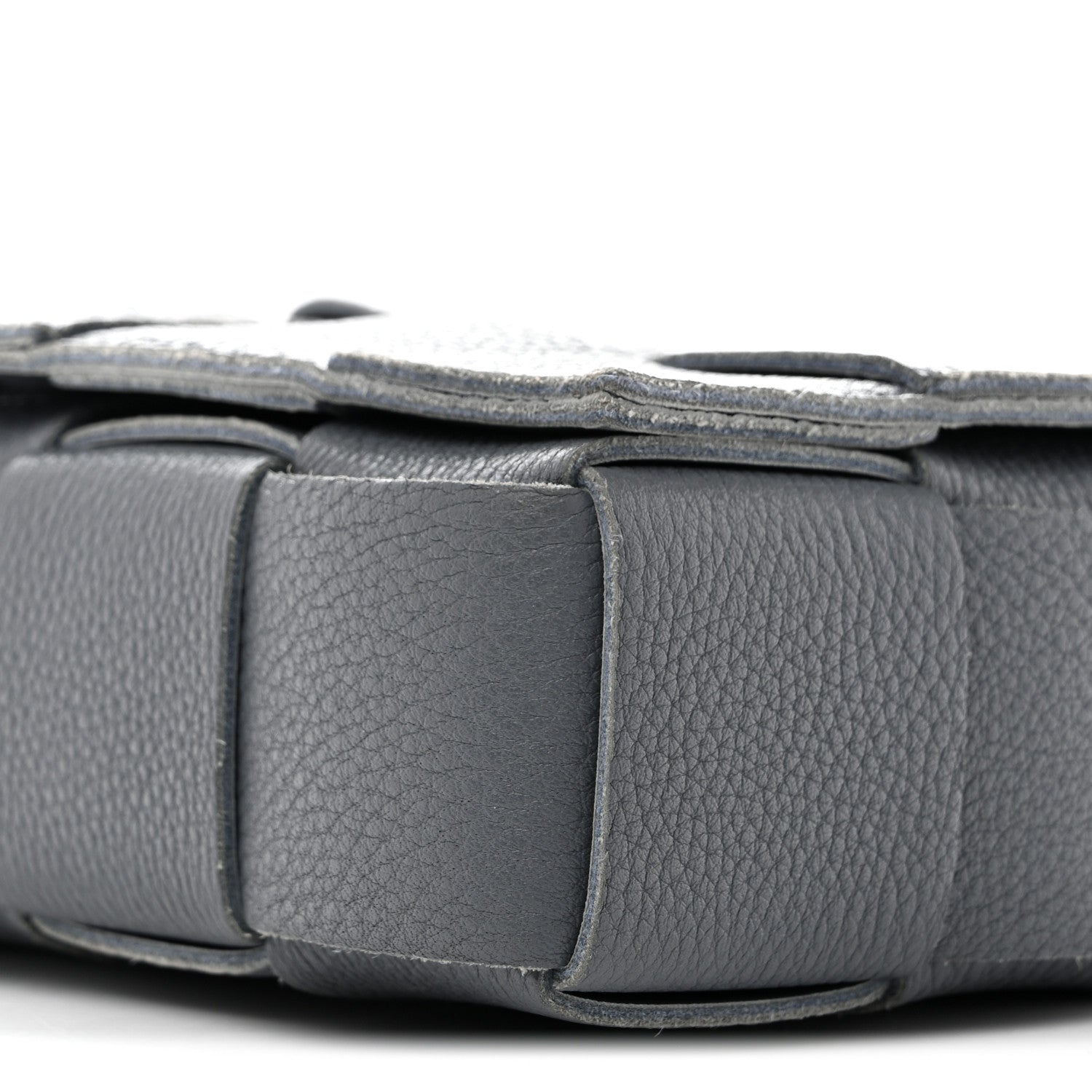 Grained Calfskin Maxi Intrecciato Cassette Crossbody Bag Thunder