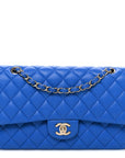 Lambskin Quilted Medium Double Flap Blue