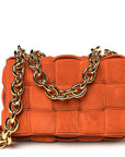 Suede Maxi Intrecciato Padded Chain Cassette Crossbody Bag Maple