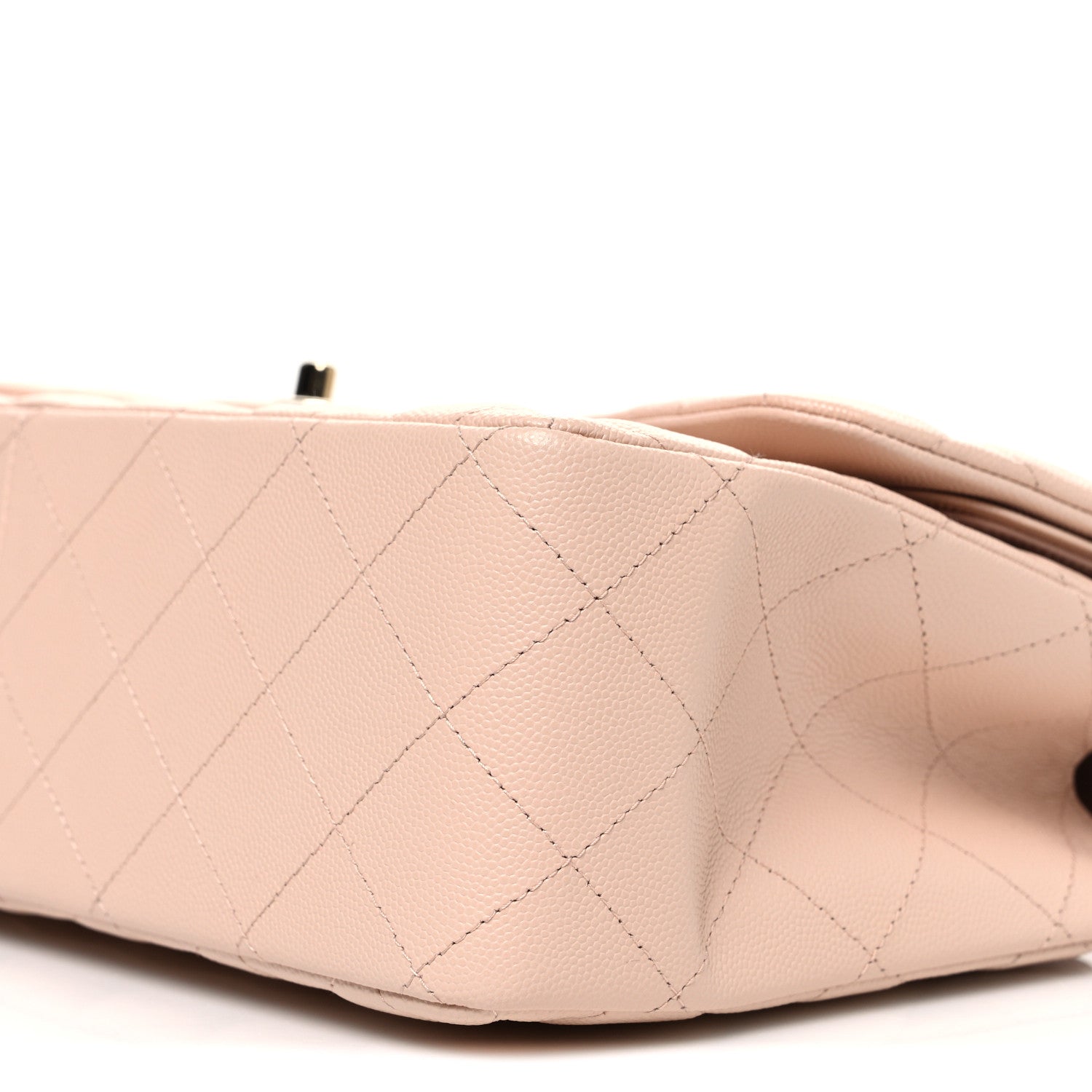 Caviar Quilted Jumbo Double Flap Light Beige