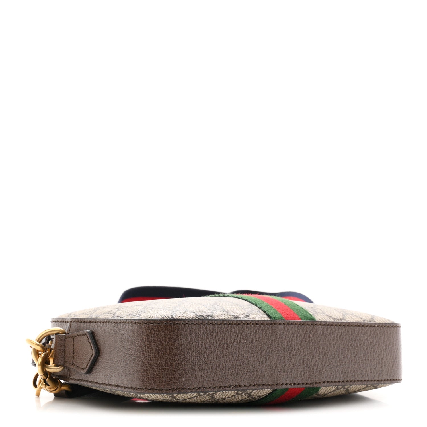 GG Supreme Monogram Textured Dollar Calfskin Web Ophidia Wristlet Shoulder Bag Beige Ebony New Acero