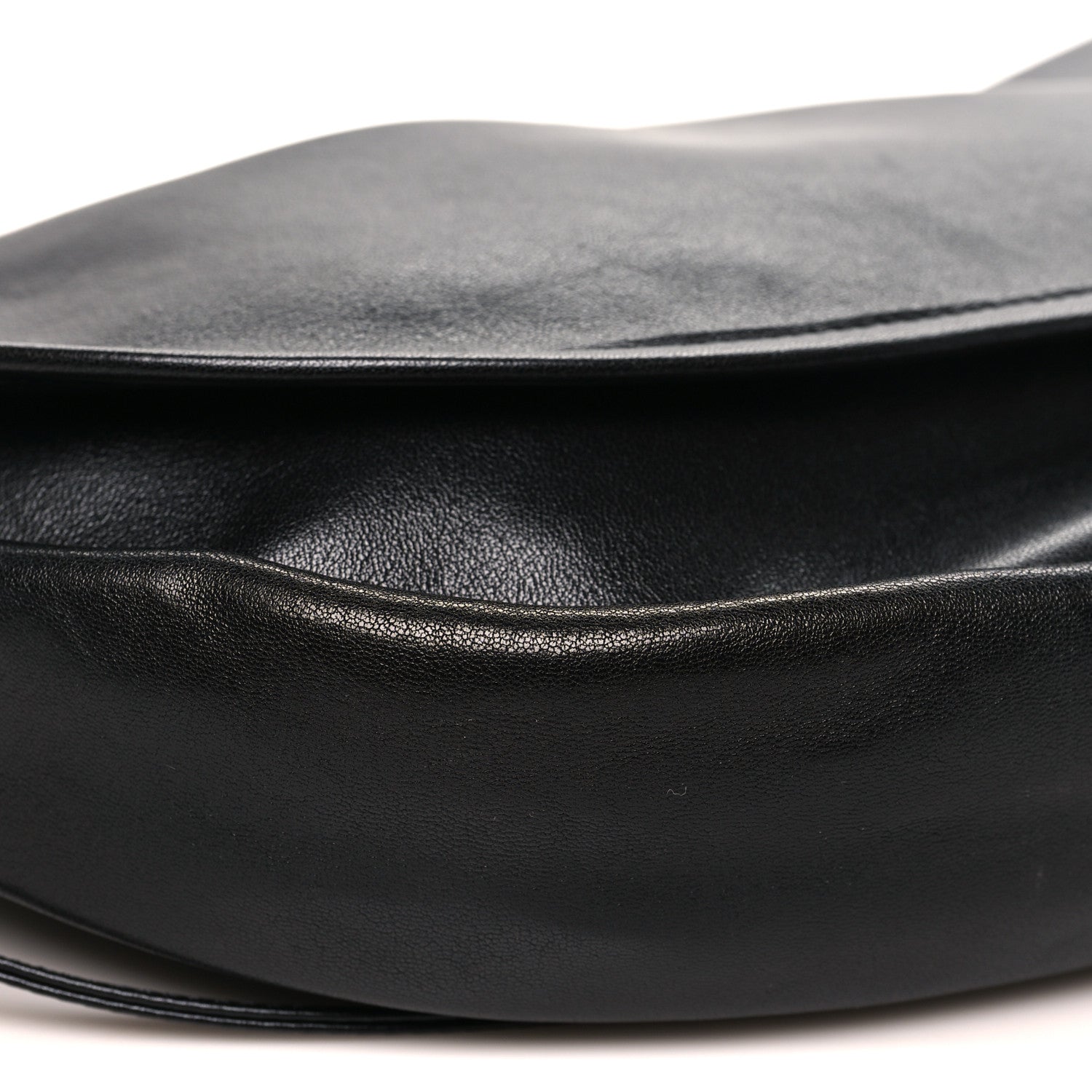 Shiny Lambskin Soft Triomphe Half Moon Bag Black