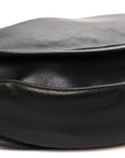 Shiny Lambskin Soft Triomphe Half Moon Bag Black