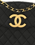 Lambskin Quilted Half Moon Flap Black
