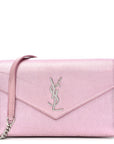 Metallic Calfskin Monogram Envelope Chain Wallet New Azalea