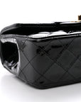 Patent Quilted Mini Top Handle Rectangular Flap Black