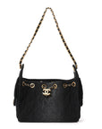 Washed Denim Quilted Mini CHNL 25 Handbag Black