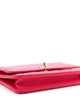 Lambskin Quilted Trendy CC Wallet On Chain WOC Dark Pink