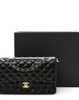 Lambskin Quilted Medium Double Flap Black