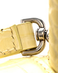 Calfskin Crocodile Embossed Small Hourglass Top Handle Bag Pale Yellow