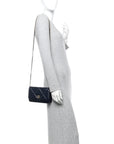 Lambskin Quilted Wallet On Chain WOC Navy