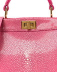 Stingray Shiny Nappa Petite Peekaboo I SEE U Satchel Ciclamino Pilar