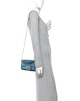 Metallic Cuoio Roma Sellerissima Nappa Sintetica Tape Stitch Mini Baguette Placca Argento