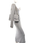 Caviar Quilted Jumbo Double Flap Grey