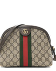 GG Supreme Monogram Textured Dollar Calfskin Web Small Ophidia Dome Shoulder Bag Beige Ebony New Acero
