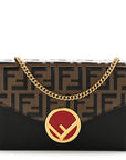 Vitello Cruise F is FNDI Bi-Color FF 1974 Embossed Medium Envelope Wallet On Chain Black Maya