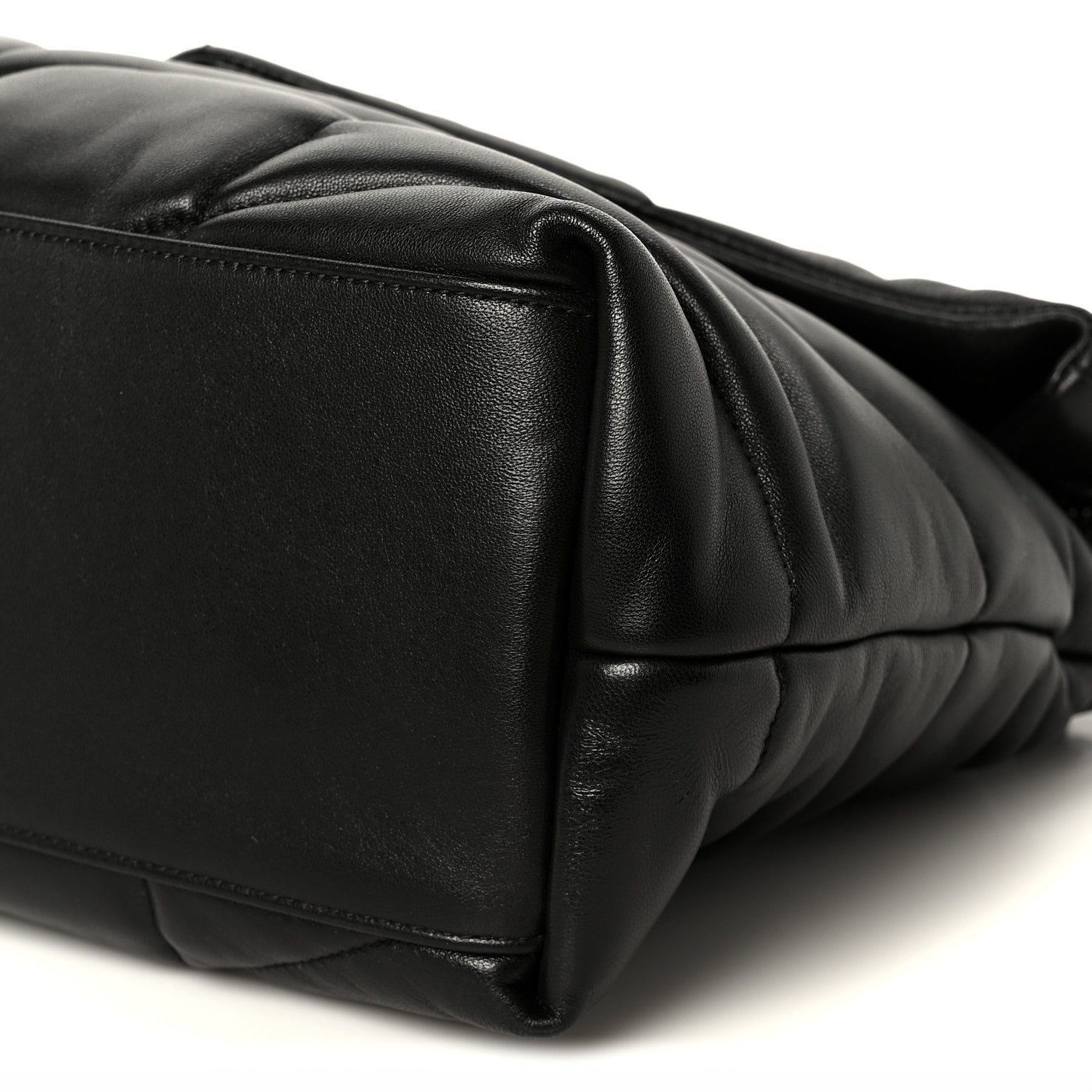 Lambskin Quilted Monogram Monochrome Medium Loulou Puffer Chain Satchel Black