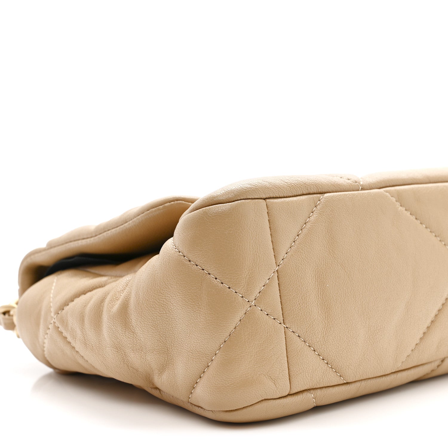 Goatskin Quilted Medium CHNL 19 Flap Dark Beige