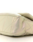 Iridescent Calfskin Quilted Large CHNL 19 Flap White