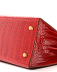 Shiny Porosus Crocodile Kelly Sellier 28 Rouge Vif