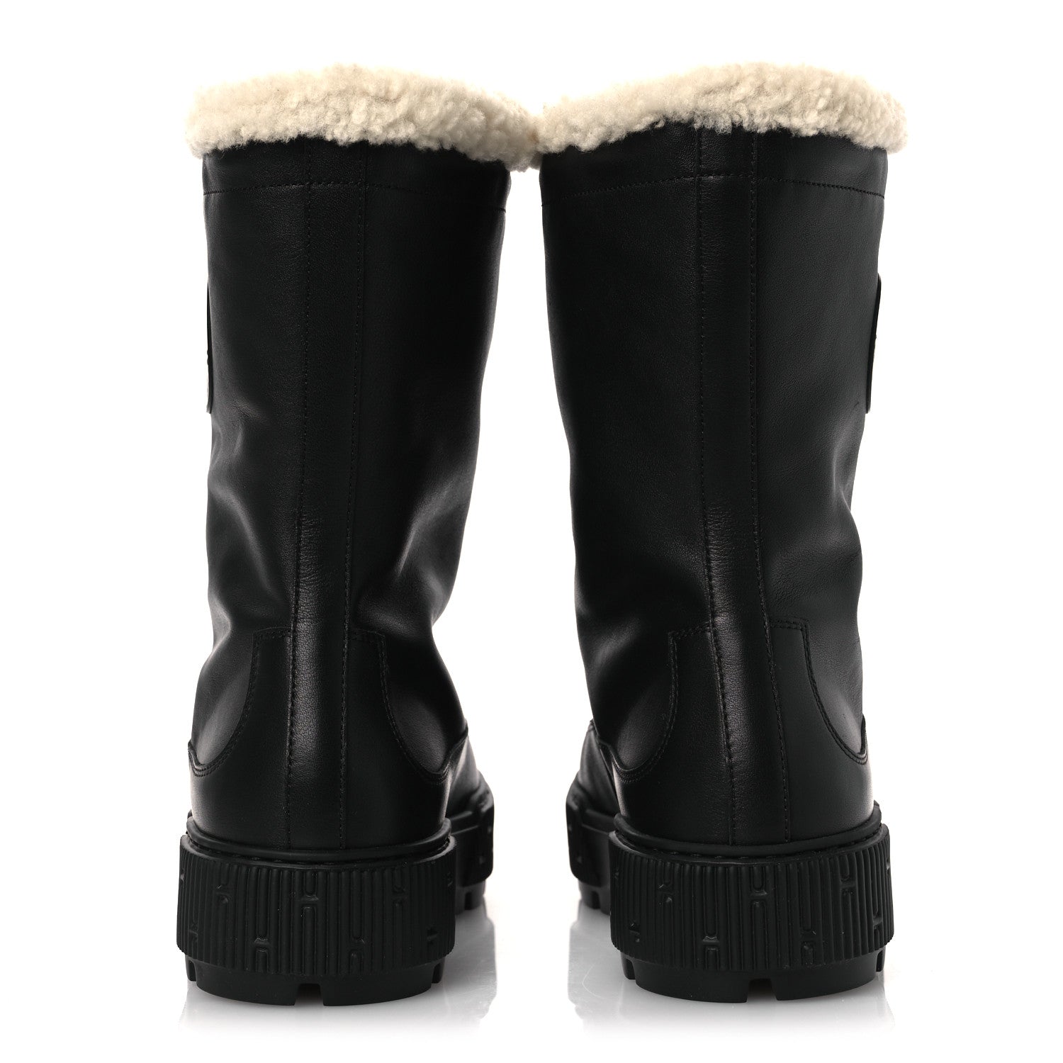 Calfskin Shearling Womens Journey Ankle Boots 38.5 Black Ecru