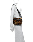 Shearling Vitello Dolce Macro FF 1974 Baguette Tobacco Black